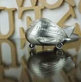 JustNile Vintage Detail Engraved Tiny Exquisite Metal Piggy Bank/Savings/Coin/Money Box - Mini Airplane with Movable Wheels│Satin Brass Finish