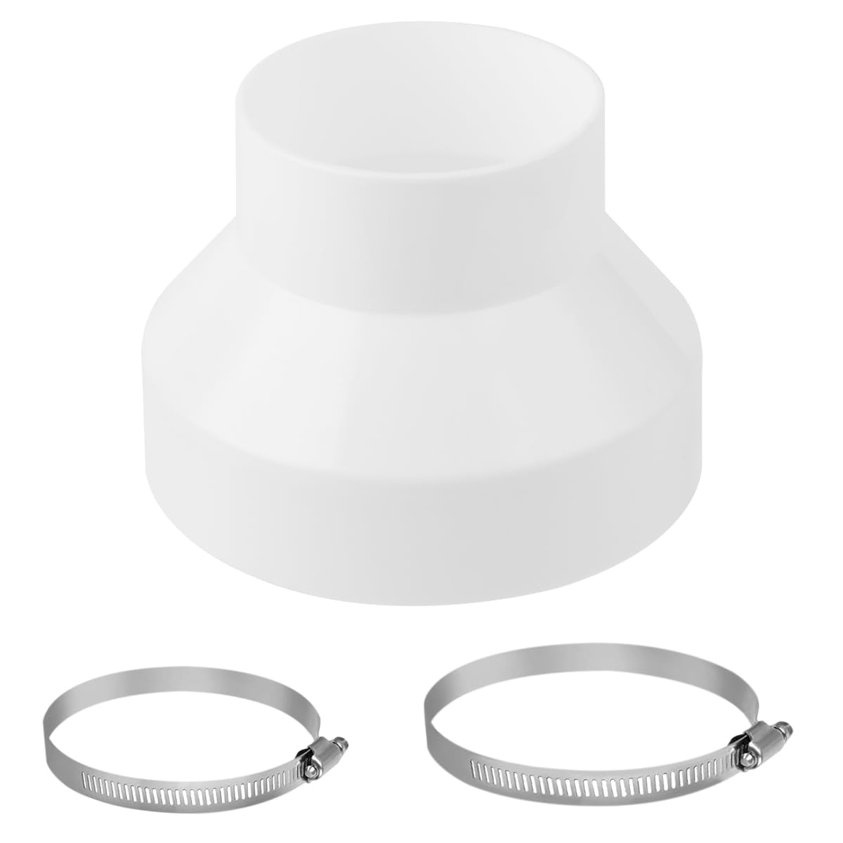 Amentalove Round Ducting Reducer 150mm to 100mm mit Stainless Hose Clips, Reducer for Extractor Bonnet, 6 to 4 inch Duct Pipe Reduction Coupler for Extractor Fans, Cooker Hood Tumble Dryer Ventilation