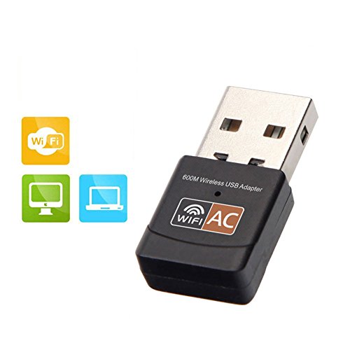 Shentesel Wireless USB WiFi Adapter 600Mbps Antenna PC Network Card Dual Band Lan Receiver - Black