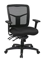 Office Star Mid Back ProGrid Back FreeFlex Seat with Adjustable Arms and Multi-Function and Seat Slider, Black Managers Chair