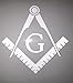 Masonic Series Freemason Compass Square Decal Sticker | Reflective White | 3