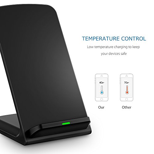 Turbot Wireless Charger,3-Coils Qi Wireless Charging Stand for All QI-Enabled Devices-Black