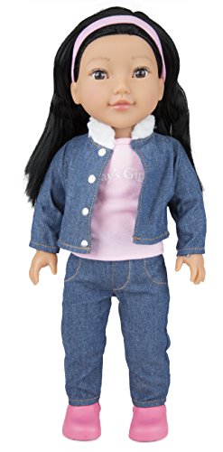 Today’s Girl Dolls by CP Toys – 18” Leah Doll, Asian Features with Black Hair – Compatible With All 18” Doll Accessories Including American Girl, Our Generation, and More