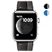 BRG for Apple Watch Band, Classic Genuine Leather 2 Toned Style iWatch Band with Stainless Metal Buckle Replacement Strap for Apple Watch Series 3/2/1 Hermès Sport and Edition 42mm Black/Gray