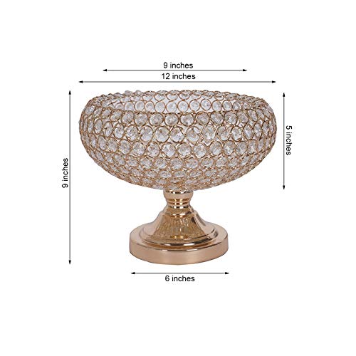 Efavormart 300 Acrylic Crystal Beaded 9" Gold Tabletop Candle Holder