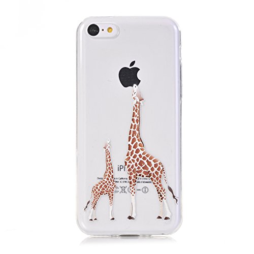 5C Case,iPhone 5C Case, LUOLNH [New Creative Design] Flexible Soft TPU Silicone Gel Soft Clear Phone Case Cover for iPhone 5C,( 2 Giraffe)