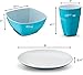 PLASTI HOME Reusable Plastic Dinnerware Set (12pcs) – Ideal For Kids. Fancy Hard Plastic Plates, Bows & Cups In Blue Colors – Microwaveable & Dishwasher Safe Flatware & Tumblers For Daily Use