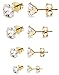ORAZIO 8 Pairs Stainless Steel Stud Earrings For Mens Womens Clear Square Cubic Zirconia Inlaid, 3mm-6mm