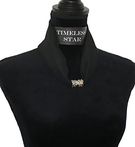 Chiffon Neckless Scarf with Magnetic Clasp Classic Style for Womens (Black6)