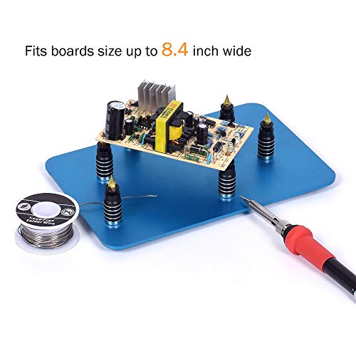 Toolour 6 Pieces PCB Circuit Board Holder - Magnetic Fixture Tower On the Blue Steel Base for Electronic Boards Repairing Soldering Desoldering Rework - Thumbnail 3