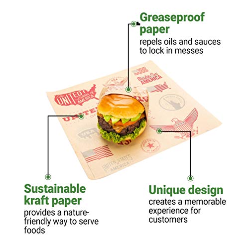Restaurantware 12 Inch Deli Papers, 200 Born In The USA Sandwich