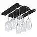 Rustic State Under Cabinet Wooden Hanging Wine Glass Holder by ArtifactDesign Adjustable 2-Sectional Stemware Storage Rack Black