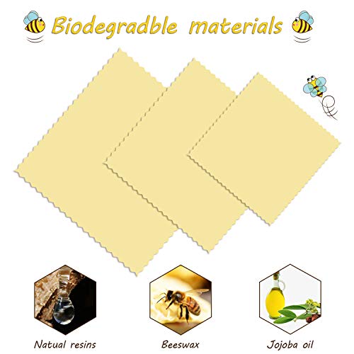 Beeswax Reusable Wrap - 5 Pack Made With 100% Organic Cotton - Plastic Free Food Storage - Eco-Friendly, Sustainable & Biodegradable