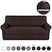 Turquoize Stretch Sofa Slipcover 2 Pieces Sofa Cover Couch Cover for 4 Cushion Couch Washable Furniture Protector Covers with Elastic Bottom Feature Thick Jacquard Fabric (XL Sofa, Brown)