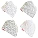 Zippy Fun Baby and Toddler Bandana Bib - Absorbent 100% Cotton Front Drool Bibs with Adjustable Snaps (4 Pack Gift Set) Unisex Grey and White