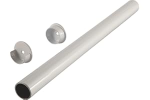 TOP SHELF HARDWARE Premium 1 5/16 Inch Diameter Round Wardrobe Tube Closet Rod with End Supports (White, 24" Wide Space)