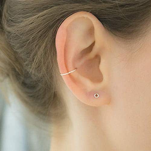 Diamond Cut Ear Cuff Silver Non Pierced Earring Clip On