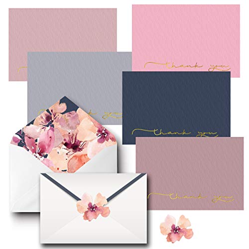 Bulk Thank You Cards with Envelopes & Matching Seal Stickers, Boxed Set of 20 Blank Note Cards (5 Colors, 4 of Each) for Appreciation, Wedding and Bridal & Baby Shower