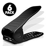 Livin' Well HealthyBeauty Shoe Organizer – “Stack A Shoe” 6 Pk Gray Adjustable Double Deck Shoe Rack Closet Organizer for Stacking Shoes + Compact Shoe Storage