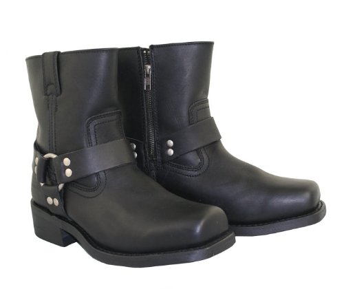 Xelement 2502 Womens Black Zipper Harness Motorcycle Boots - 10