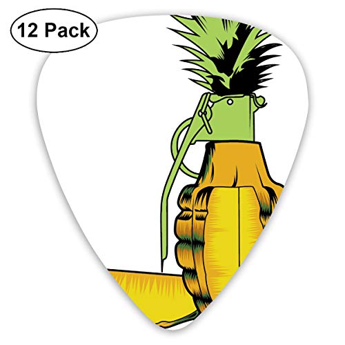Tropical Hawaiian Live Aloha Sign Pineapple Bendy Ultra Thin 0.46 Med 0.73 Thick 0.96mm 4 Pieces Each Base Prime Plastic Jazz Mandolin Bass Ukelele Guitar Pick Plectrum Display