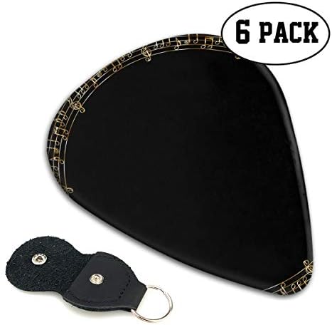 Black Reincarnation Joy Music Melody Ultra Thin 0.46 Med 0.71 Thick 0.96mm 6 Pieces Each Base Prime Celluloid Ivory Jazz Mandolin Bass Ukelele Plectrum Guitar Pick Pouch Display