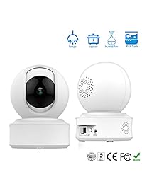Monitor de bebé Inalámbrico IP HD 1080p WiFi Cámara de seguridad doméstica Panorámica Inclinación Zoom - Aplicación, Sistema de vigilancia en interiores - Visión nocturna Movimiento Pista iOS remoto (Blanco A2)