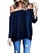 SmallDragon Women's Sexy Lace Crochet Off Shoulder Long Sleeve Casual Blouse Tops (Medium, Navy)