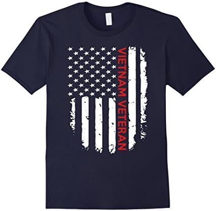 Mens Proud Vietnam Veteran American Flag Gift For Veteran tshirt Large Navy