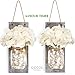 iDECOE Premium Mason Jar Wall Decor Sconces - Rustic Grey Decorative Wall Decor with LED String Lights, 6 Hours Auto Timer, Wrought Iron Hooks, Silk Hydrangea Flower for Home Decoration (Set of 2)