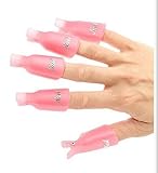 HIGHROCK 10Pcs Acrylic Nail Art Polish Remover Wrap Cleaner Clip Caps(Pink)