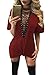 Dearlovers Womens Lace Up Front Half Sleeves Casual Loose Tshirt Dress Small Wine