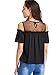 Floerns Women's Cold Shoulder Mesh Splice Top Embroidery Blouse