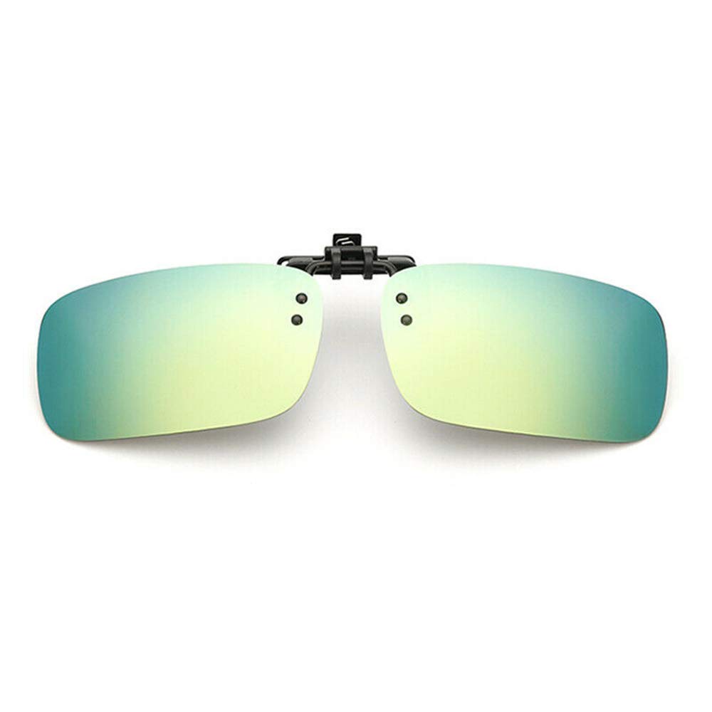 Polarized Clip On Flip-up Driving Glasses Night Vision Len UV400 Sunglasses for Men Women Driving Hiking Fishing Outdoor Sport-Yellow Green 1pc
