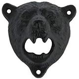 Sea Star Cast Iron Wall Mount Grizzly Bear Teeth Bite Bottle Opener （Black Bear)
