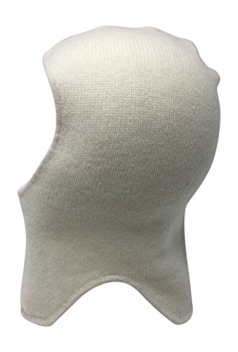 100% Cashmere Baby Hat For Boys & Girls Super Soft Light Weight Premium Knitted Headwear Balaclava Windproof Face And Ear Cover With Gift Bag (Ivory)