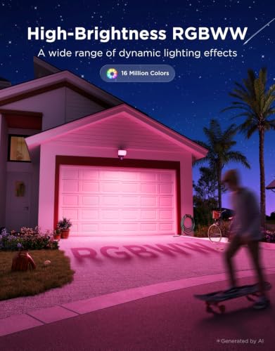 Govee Outdoor Wall Floodlight, 3000lm 6500K PIR Sensor, IP65 Security Light | RGBWW Garden Lights, PIR 120°/48ft Motion Sensor, Luminblend+ 10000K, 80+ Scenes, Alexa, Google, Matter, Backyard & Balcony