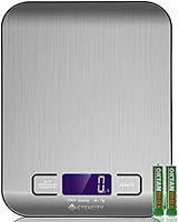 Etekcity Digital Kitchen Scale Multifunction Food Scale, 11lb/5kg, Silver, Stainless Steel (Batteries Included)