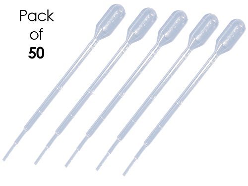 Sponix BioRx Transfer Plastic Pipettes - 3 mL Capacity - Graduated to 1 mL - Short Bulb - Non-Sterile - 50 pcs