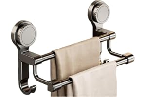 No Drill Wall-Mounted Towel Rack - Strong Hold Suction Cup Bathroom & Kitchen Organizer, Space-Saving Modern Design with ABS 
