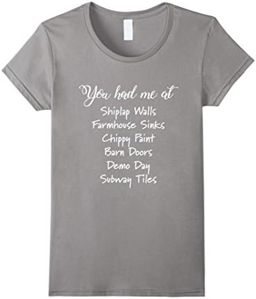 Womens You Had Me At Shiplap Walls Farmhouse Sink Trendy T Shirt XL Slate