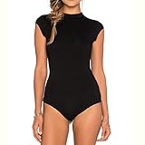 Cheapcotton Women's Cut-out Detail On Back Bodysuit (L, Black)