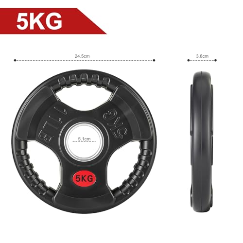 Rabbitstorm Dos Discos de Peso, Mancuernas Multiuso, Recubierta de Goma con Orificio de 5 cm para Barra o Mancuernas Fitness en Gimnasio Casa