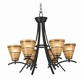 Kenroy Home 90086ORB Wright 6-Light Oil-Rubbed Bronze Chandelier with Scavo-Glass Shades