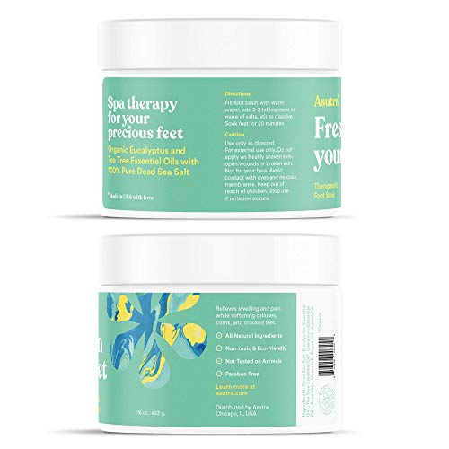 Asutra, Valentine's Gift Set–2 Items: Therapeutic Foot Soak, Tea Tree & Eucalyptus + All Natural, Anti-Fungal, Moisturizing Herbal Foot Cream