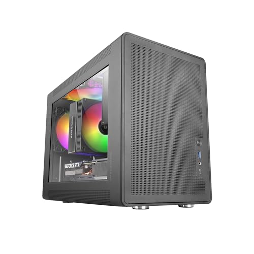 MARS GAMING MC-XPS, Ultracompact MicroATX Gaming Case, Tempered Glass + Mesh Panels, FRGB 120mm Fan, Mesh Cooling Technology, Dual PSU Support for ATX and SFX, Mini-Tower PC USB-C, Black