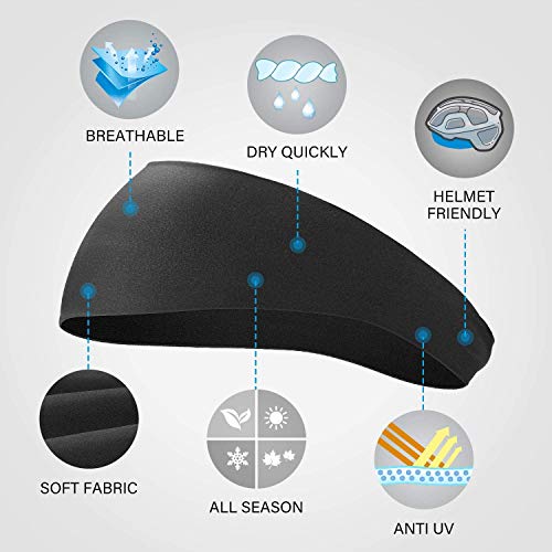 DOMEI 4PCS Mens Athletic Headbands Workout Sweat Bands Headbands Men Fitness Hair Band for Running, Cycling, and Football