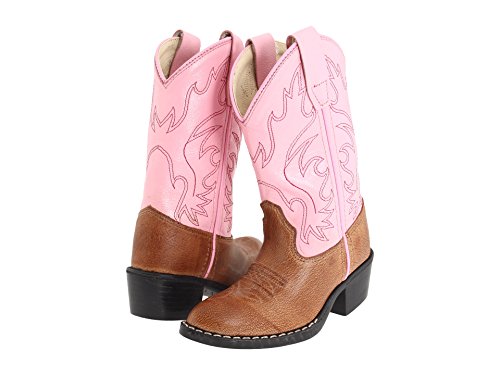 Girls Leather Cowboy Boots in Pink & Brown 11 M US Little Kid