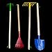 Fun Central 4 Pieces - 29 Inch Garden Tool Set for Kids & Toddlers - Blue Spade, Green Hoe, Yellow Garden Rake and Red Leaf Rake