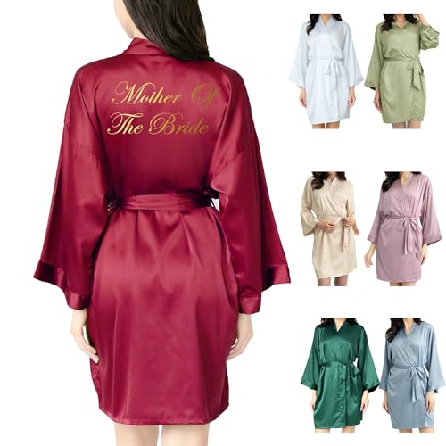 OWITER 6064 Damen-Bademantel aus Satin, für Braut, Brautjungfer, für Hochzeit, Brautparty, luxuriöses Geschenk, Braut-Bademantel für Damen, Einheitsgröße